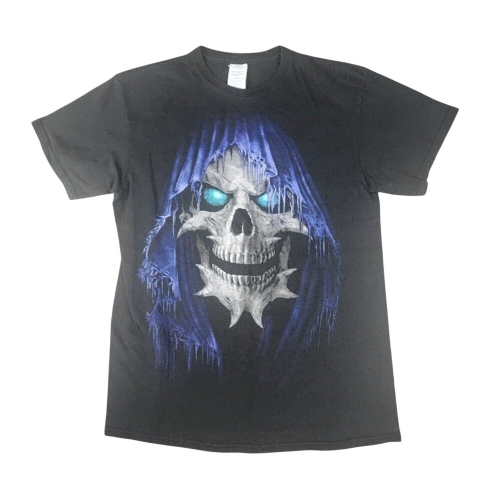 Delta Pro Weight Shirt Mens Medium Black Skull Hooded Reaper Graphic Tee